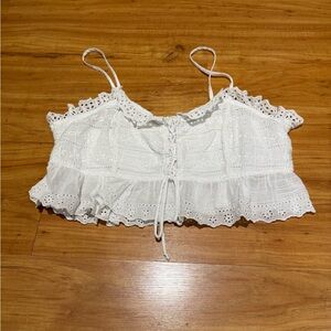 American Eagle Outfitters White Eyelet Crop Top